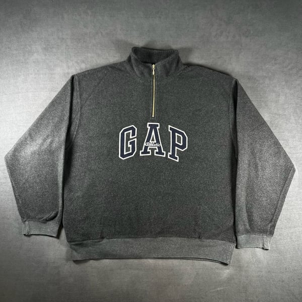 Vintage Gap Athletic Gray Quarter Zip Fleece Sweatshirt Size Large