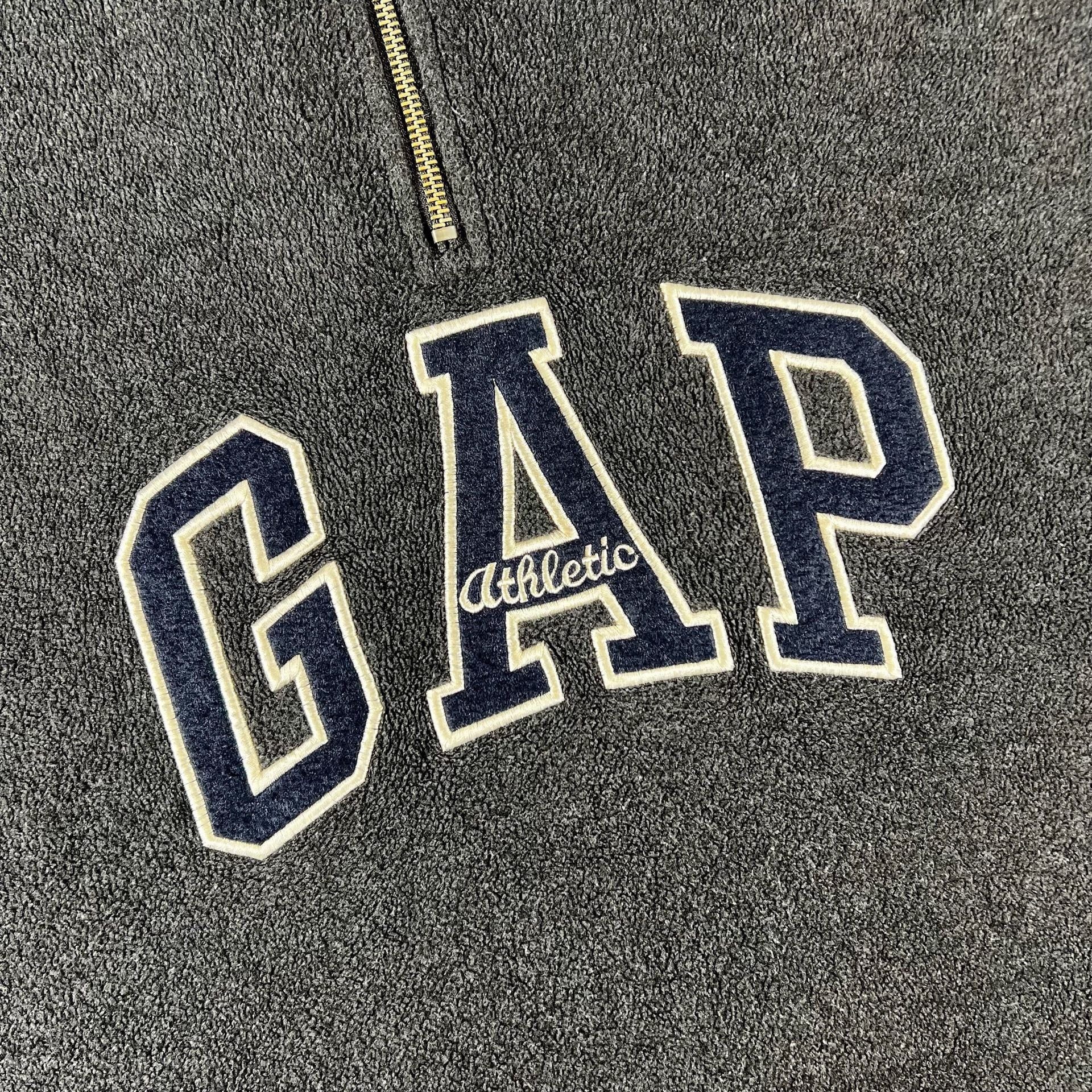 Vintage Gap Athletic Gray Quarter Zip Fleece Sweatshirt Size Large 3