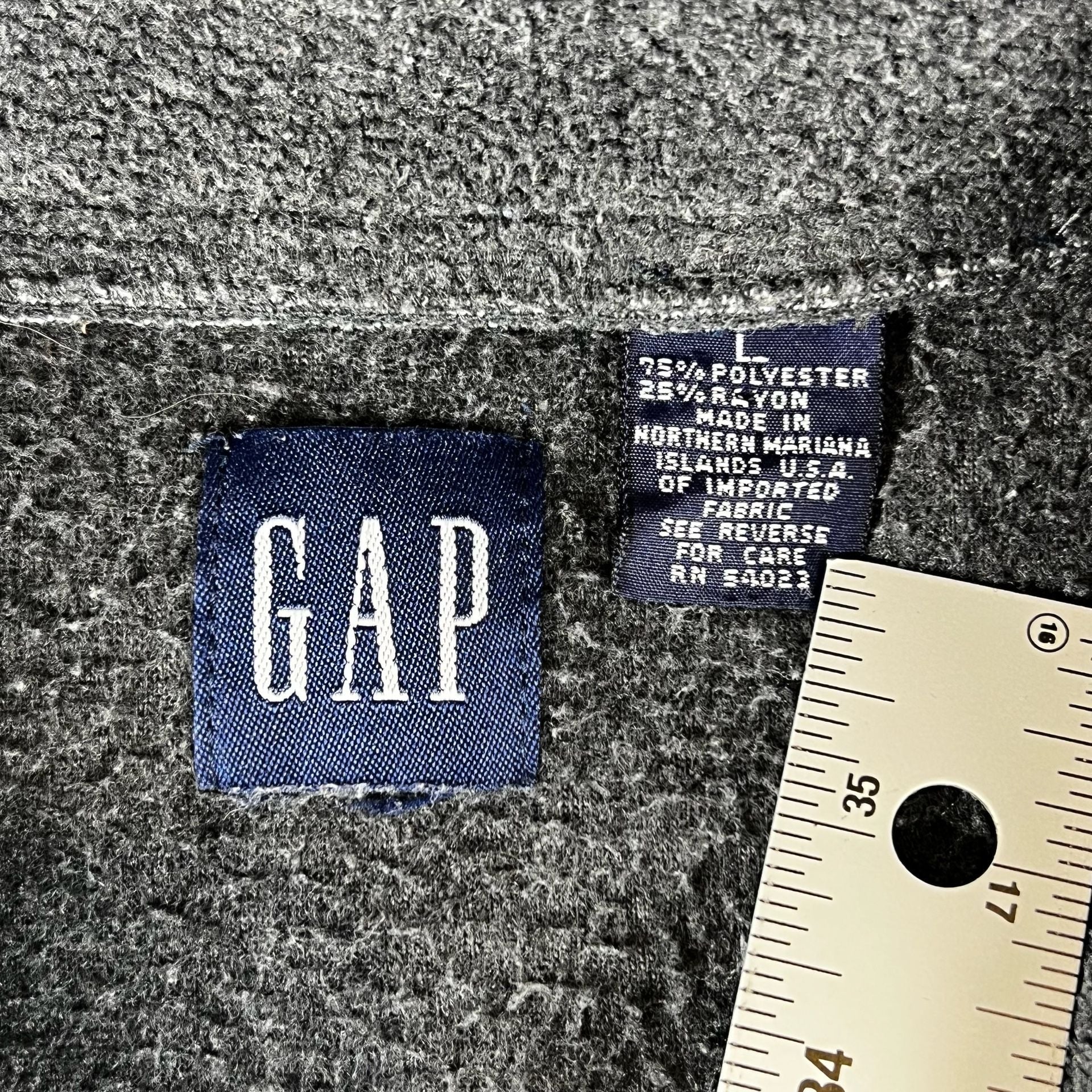 Vintage Gap Athletic Gray Quarter Zip Fleece Sweatshirt Size Large 6