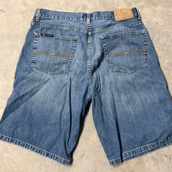 THRE3 Denim Shorts Size W36 Blue Cotton Jorts Y2K