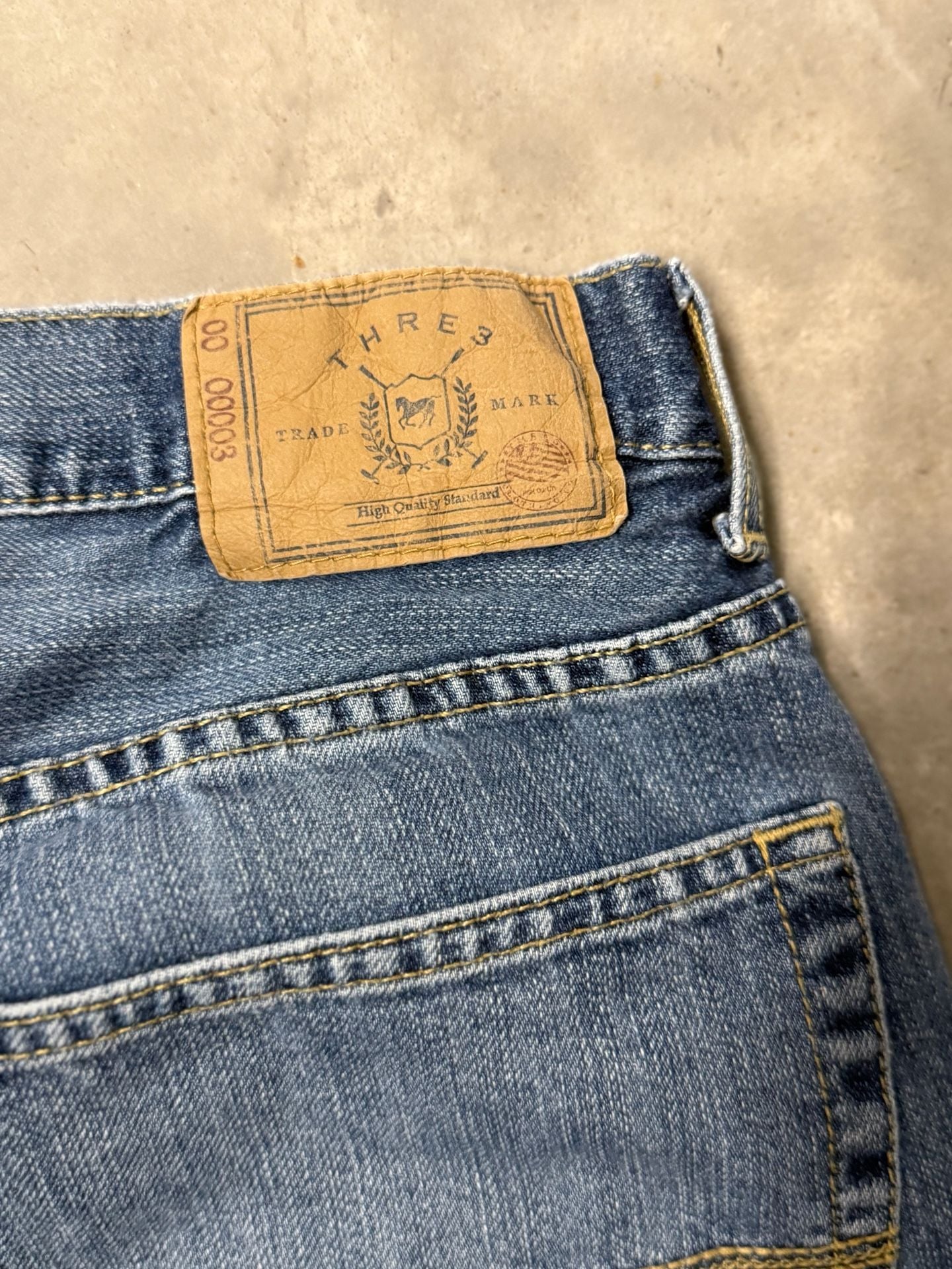 THRE3 Denim Shorts Size W36 Blue Cotton Jorts Y2K 3