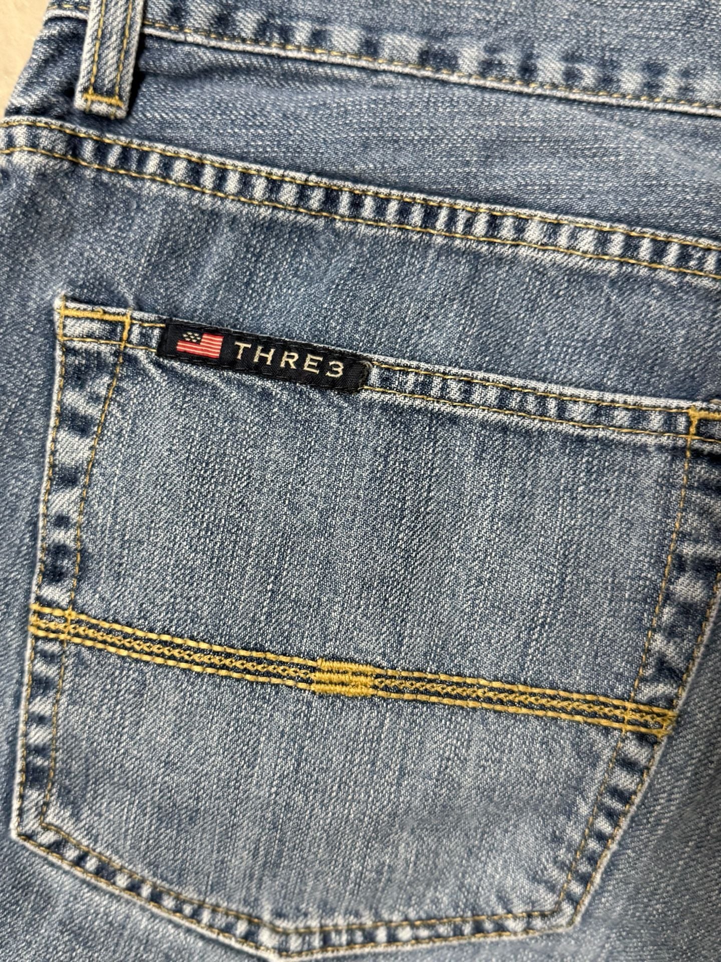 THRE3 Denim Shorts Size W36 Blue Cotton Jorts Y2K 4