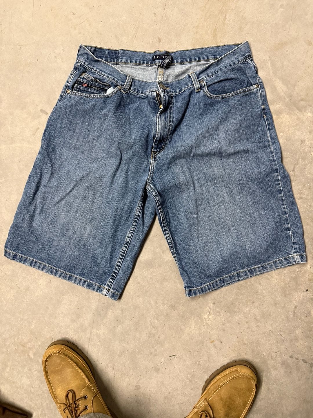 THRE3 Denim Shorts Size W36 Blue Cotton Jorts Y2K 5