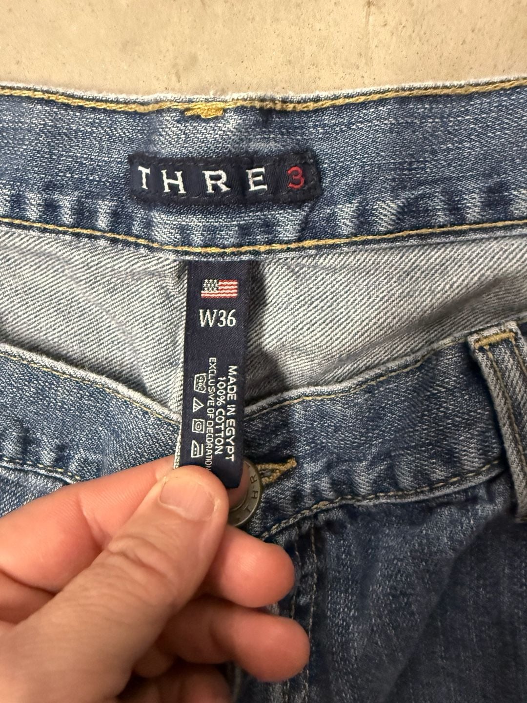 THRE3 Denim Shorts Size W36 Blue Cotton Jorts Y2K 7