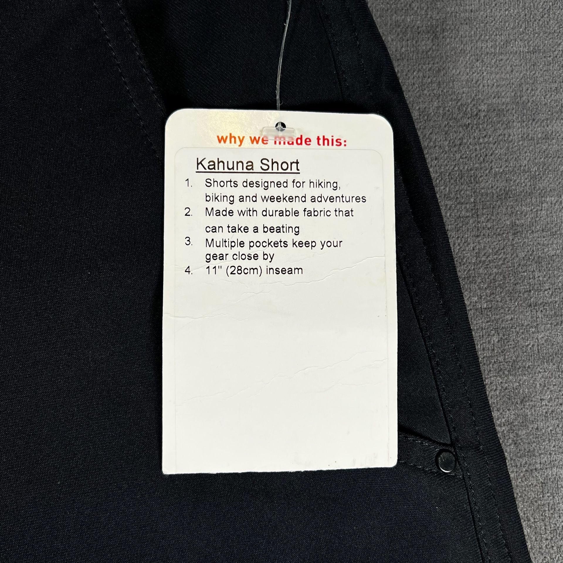 NWT Lululemon Kahuna Short Size 36 Black Hiking Outdoor Athletic Pockets Active 4