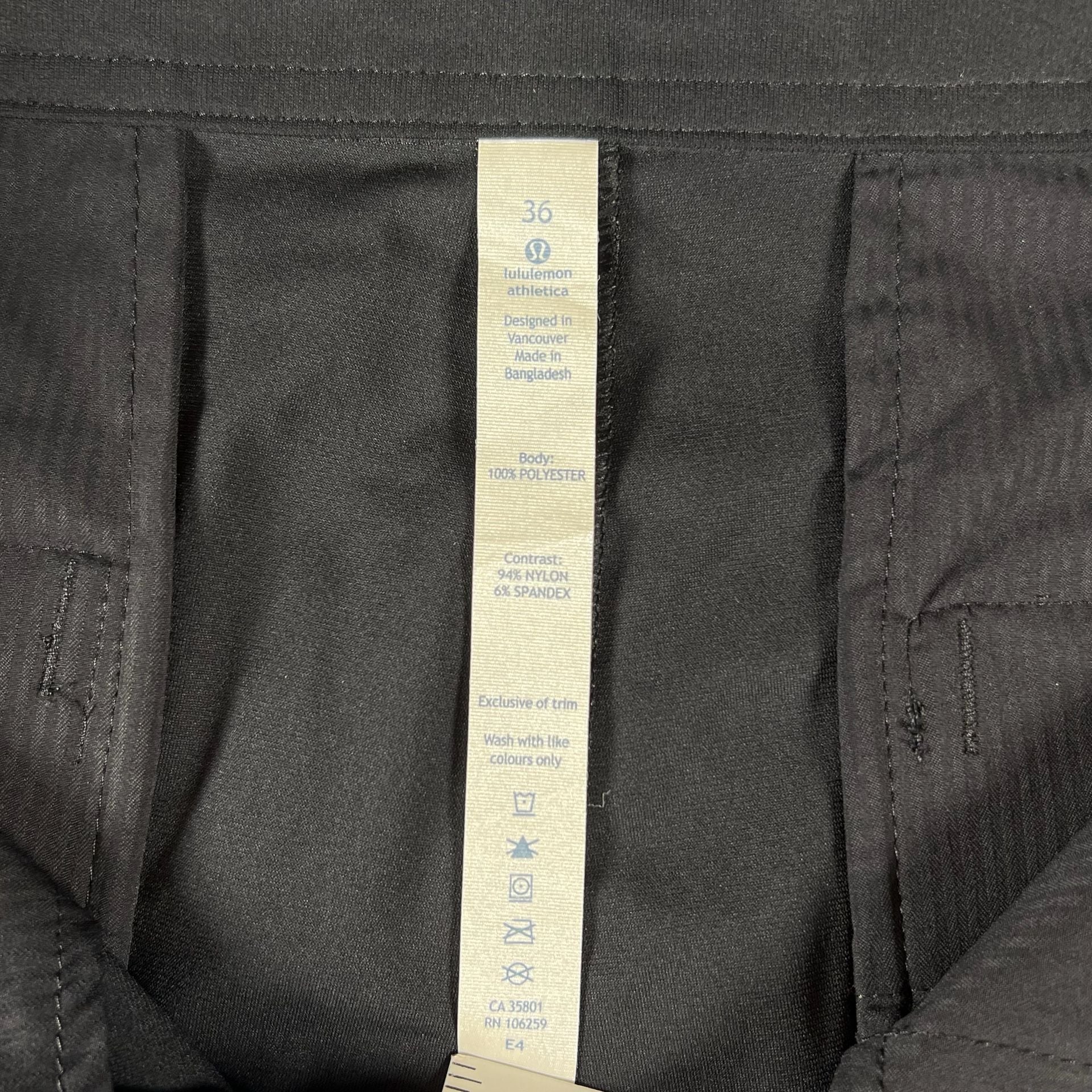 NWT Lululemon Kahuna Short Size 36 Black Hiking Outdoor Athletic Pockets Active 7