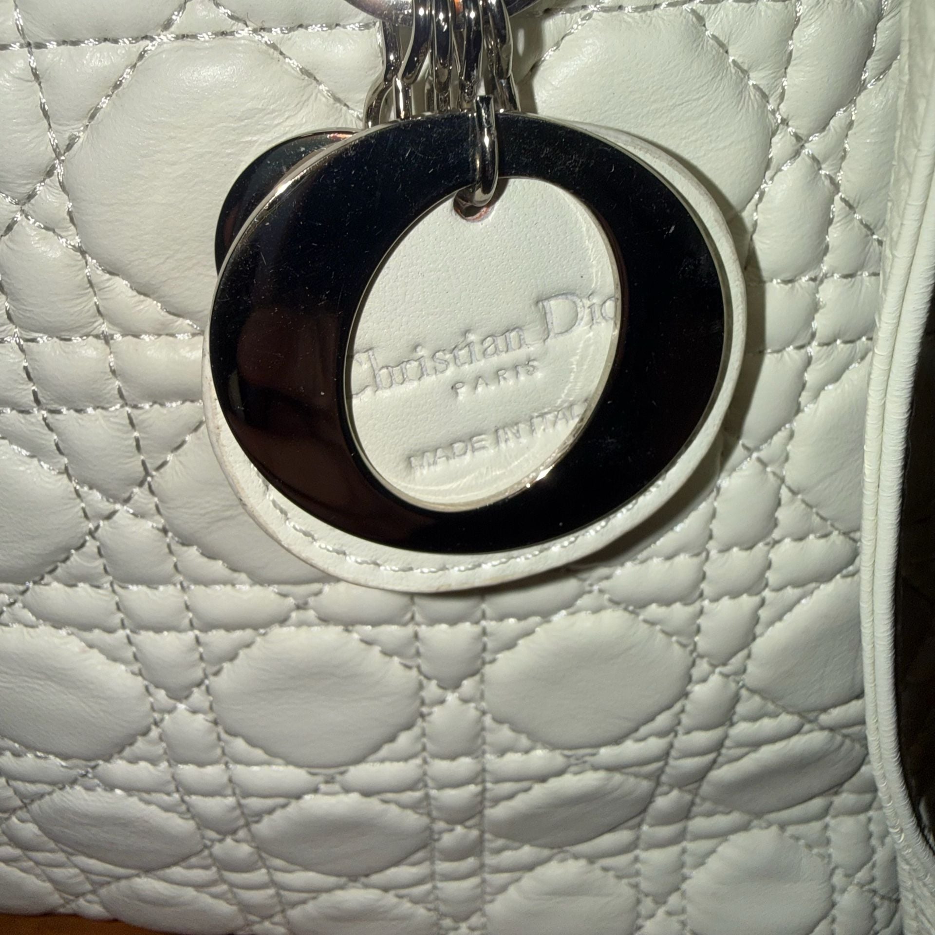 Christian Dior Lady Dior Large White Leather Bag 3