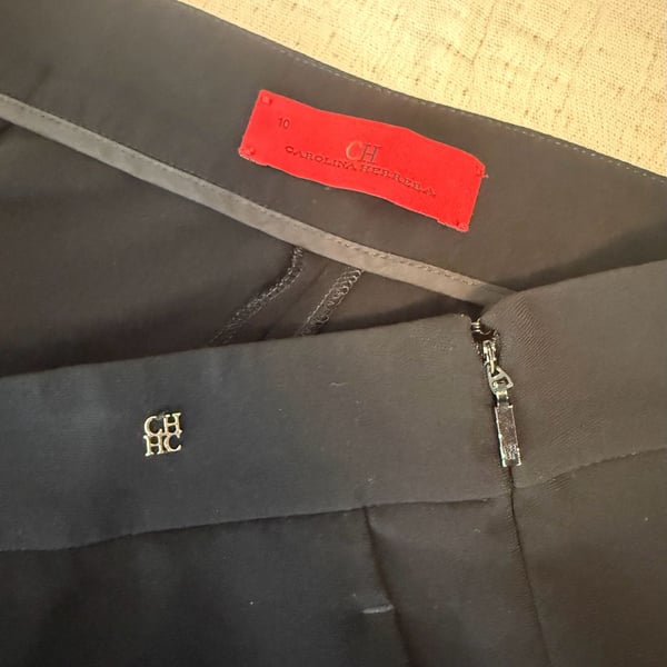 Carolina Herrera Trousers Size 10 Black Dress Pants Logo