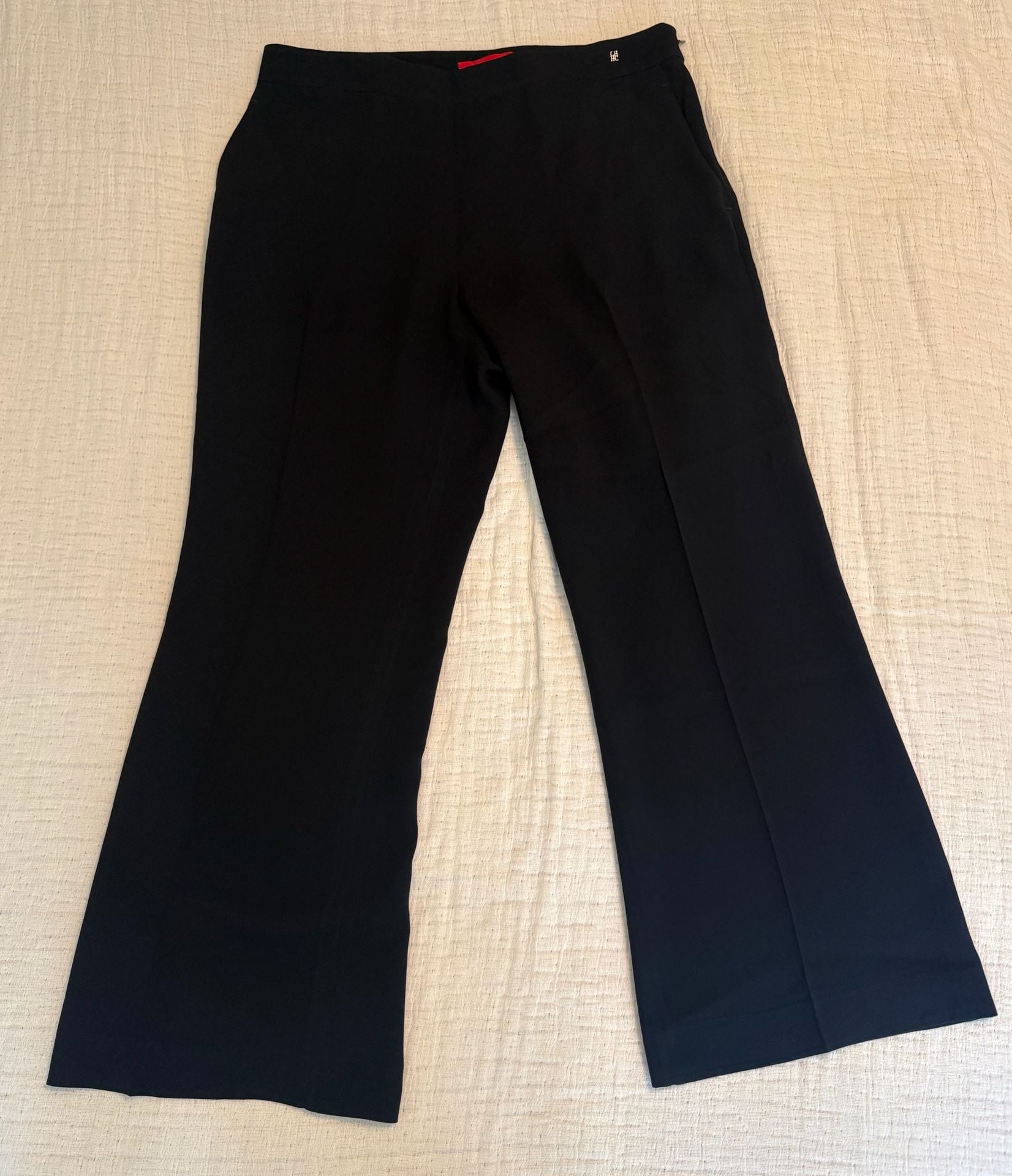 Carolina Herrera Trousers Size 10 Black Dress Pants Logo 3