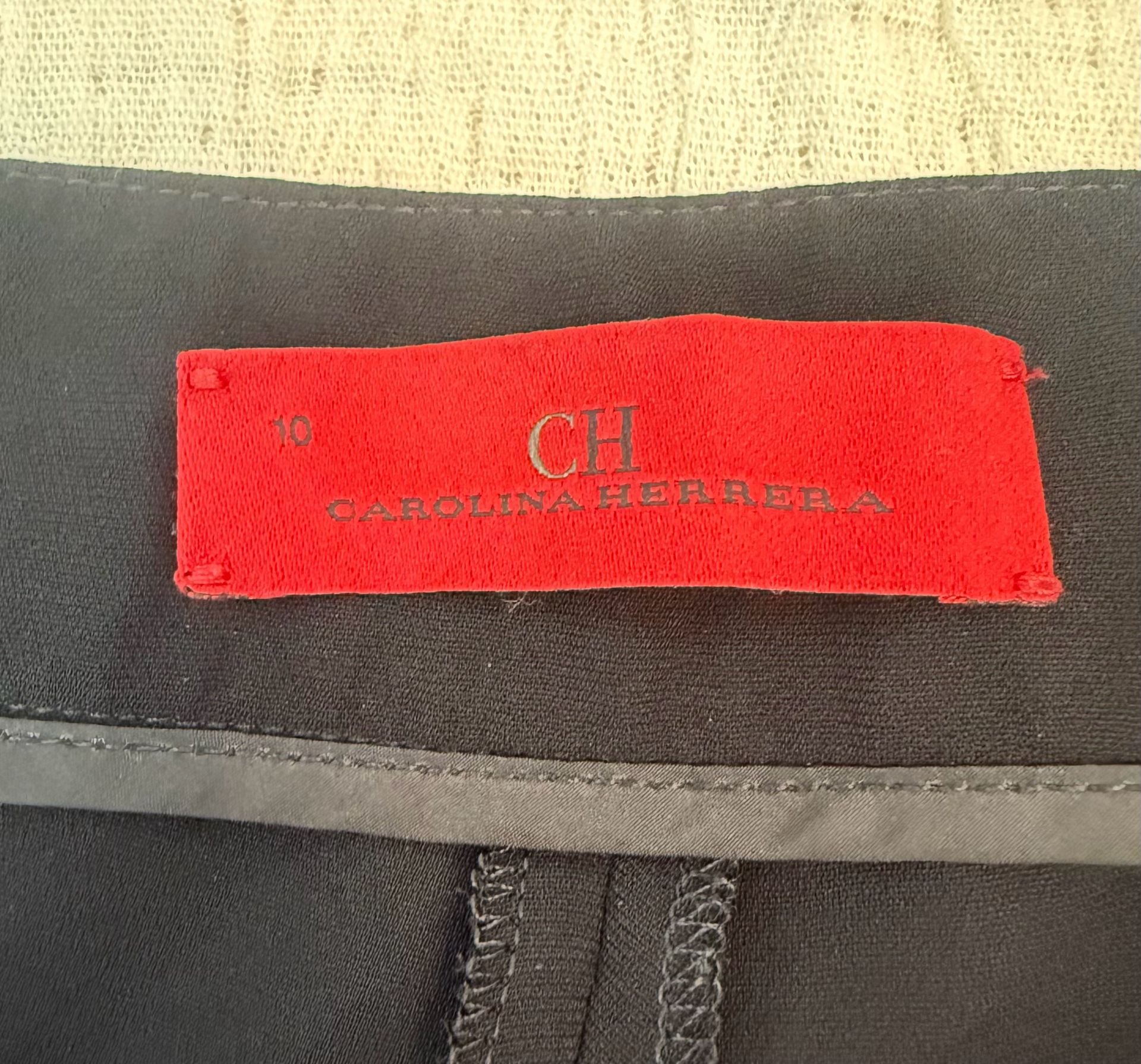 Carolina Herrera Trousers Size 10 Black Dress Pants Logo 5