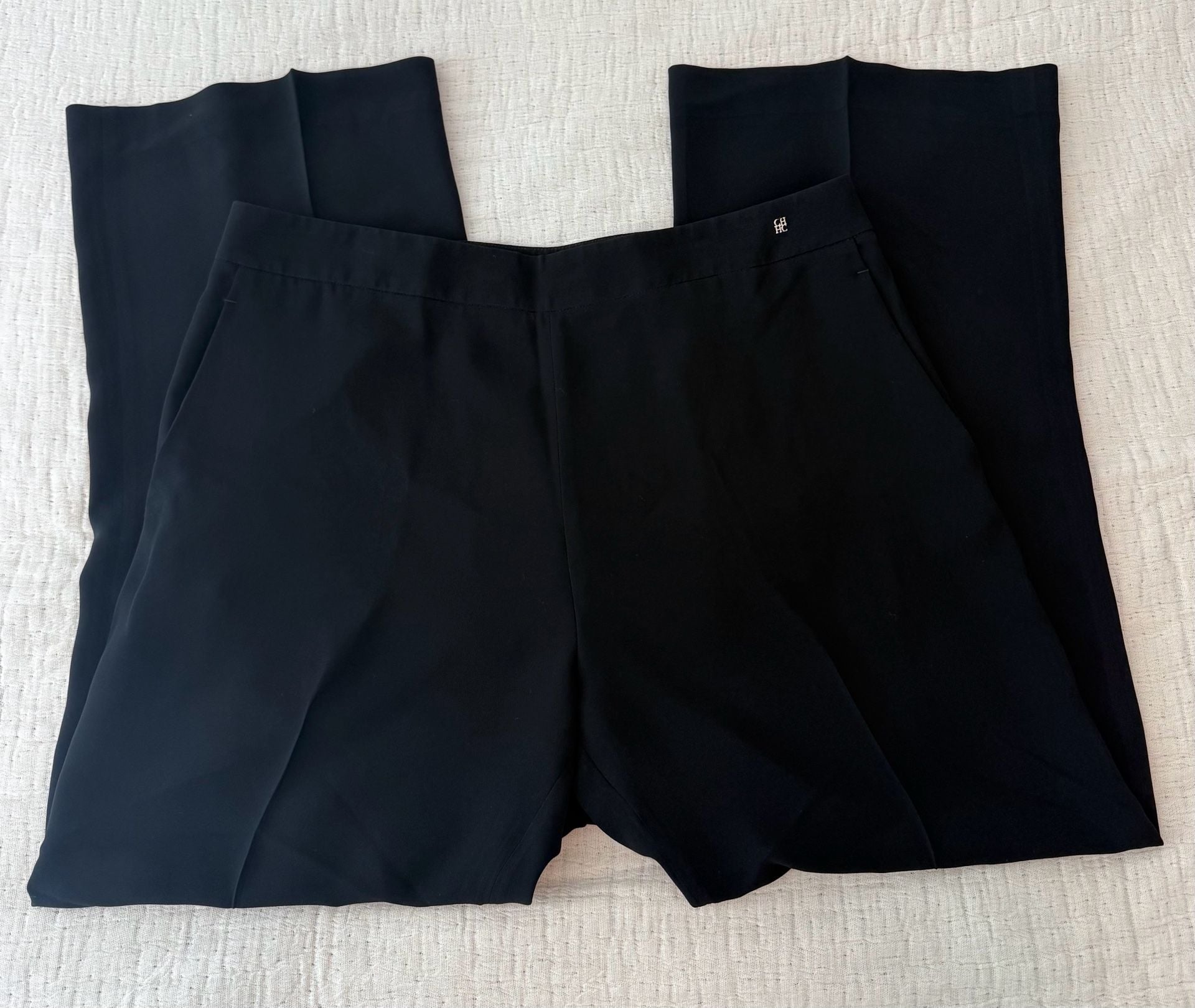 Carolina Herrera Trousers Size 10 Black Dress Pants Logo 6