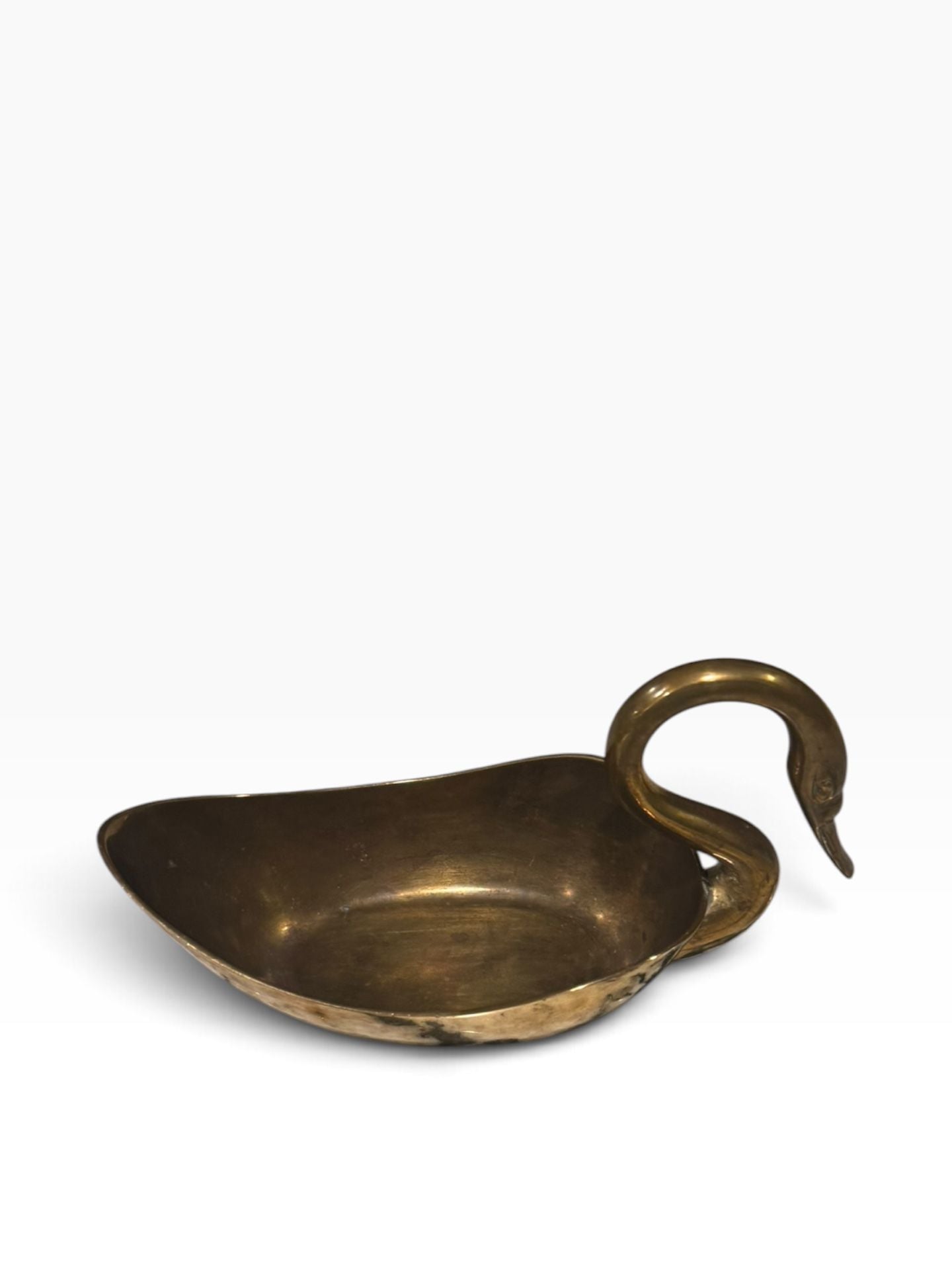 Vintage Brass Swan Trinket Dish Soap Candy Bowl 6" Long 3