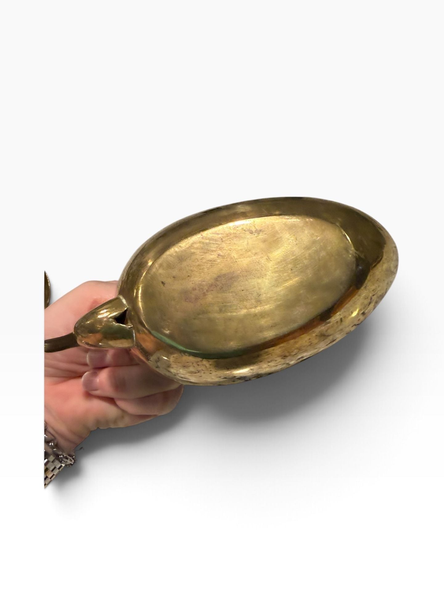 Vintage Brass Swan Trinket Dish Soap Candy Bowl 6" Long 4