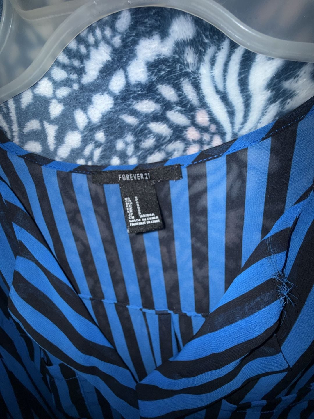 Forever 21 Blue and Black Striped Button-Down Blouse Size S 3