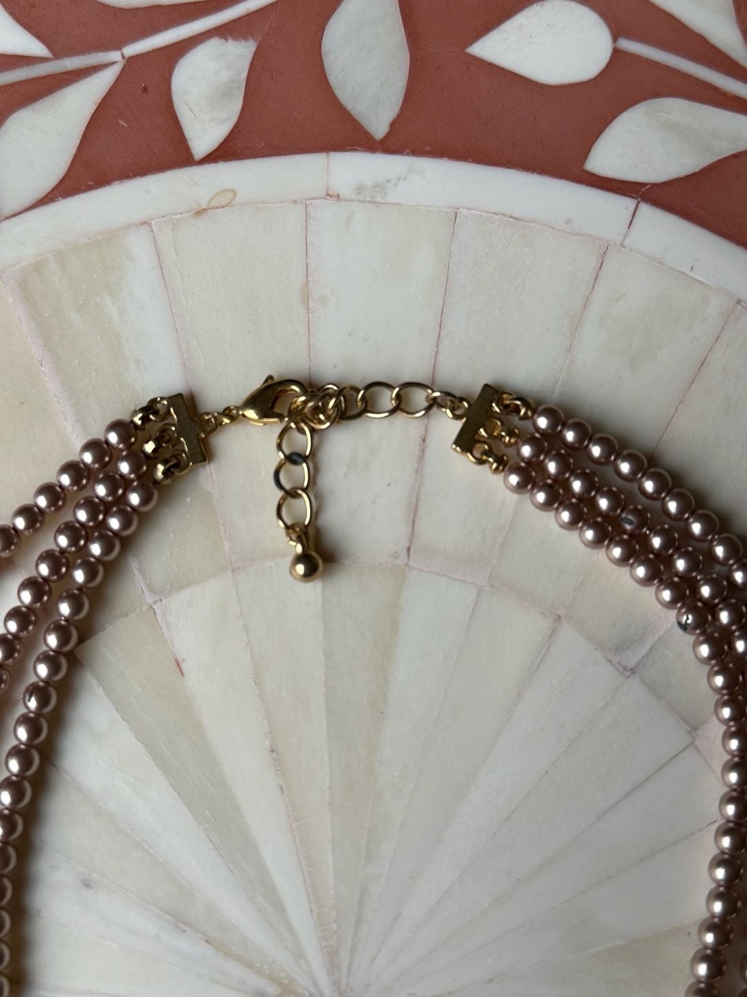 Vintage Multi Strand Beaded Necklace Brown Gold Tone Lobster Clasp 4