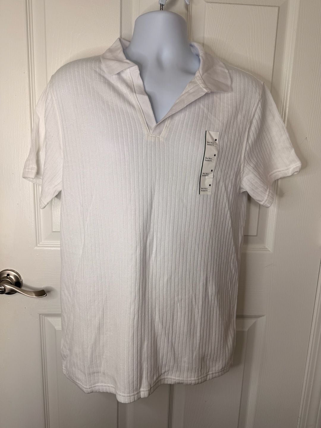 Goodfellow & Co Short Sleeve Polo Size M White Ribbed Shirt 2