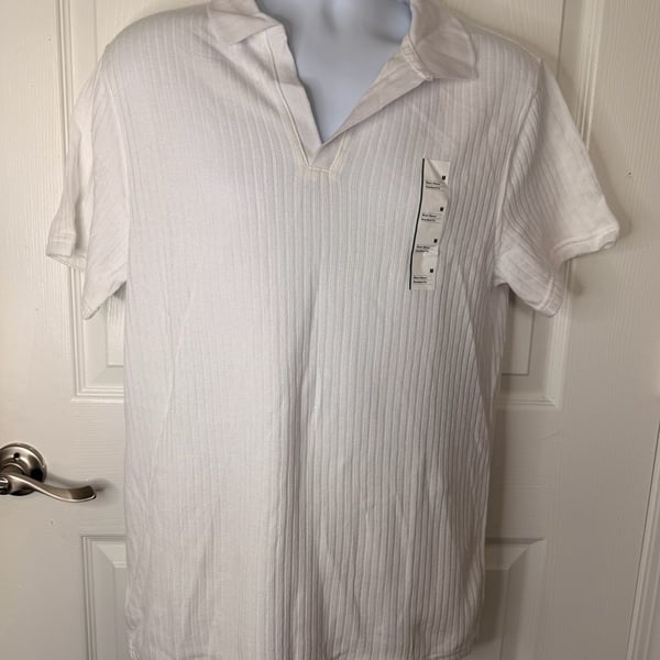 Goodfellow & Co Short Sleeve Polo Size M White Ribbed Shirt