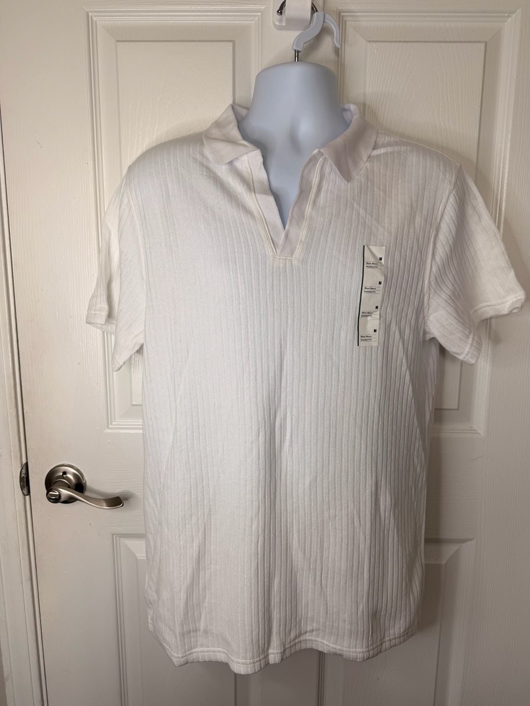Goodfellow & Co Short Sleeve Polo Size M White Ribbed Shirt 3