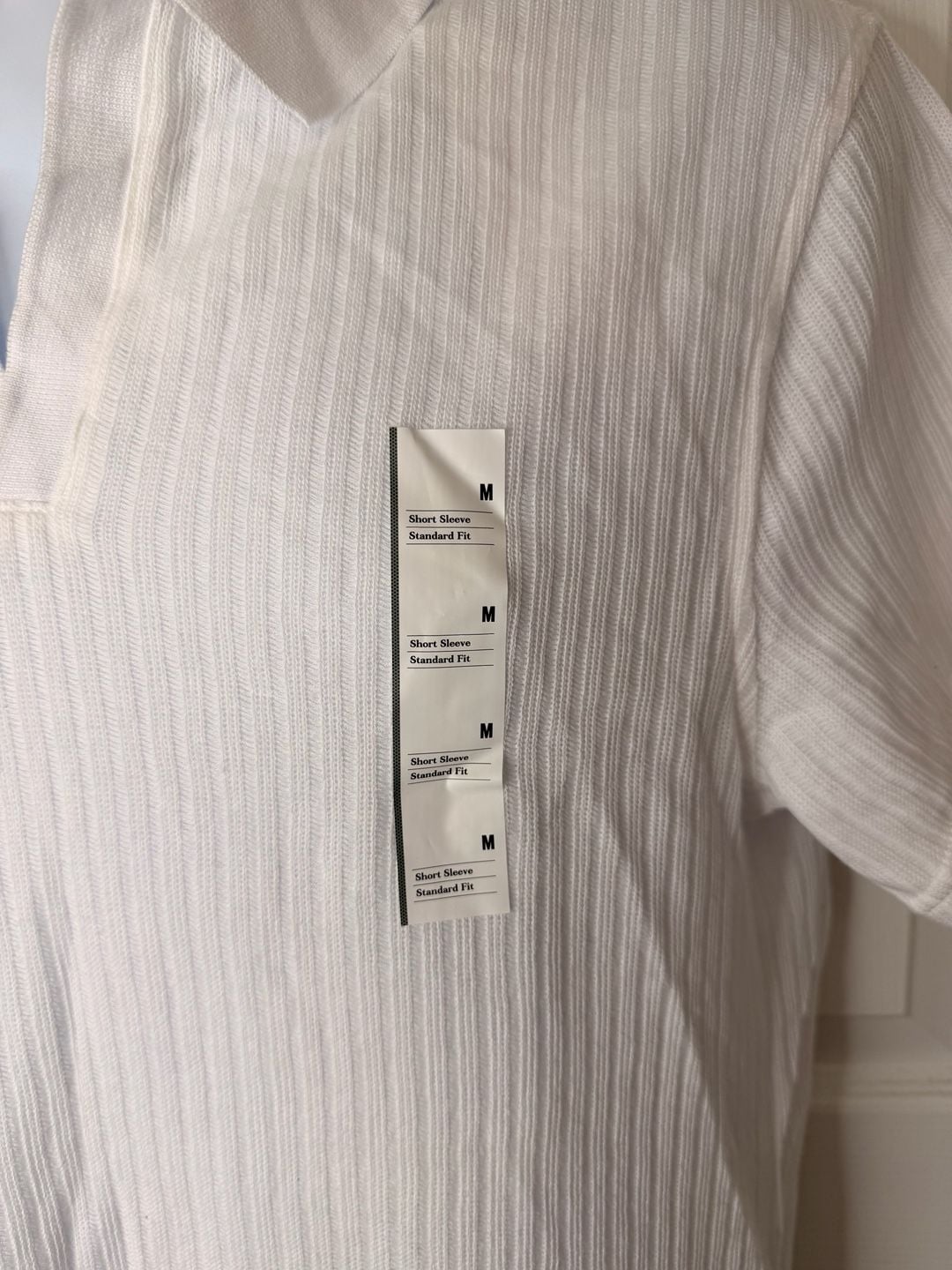 Goodfellow & Co Short Sleeve Polo Size M White Ribbed Shirt 4