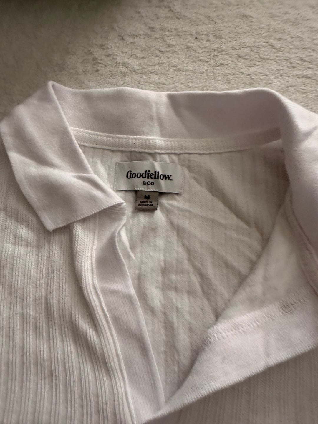 Goodfellow & Co Short Sleeve Polo Size M White Ribbed Shirt 6