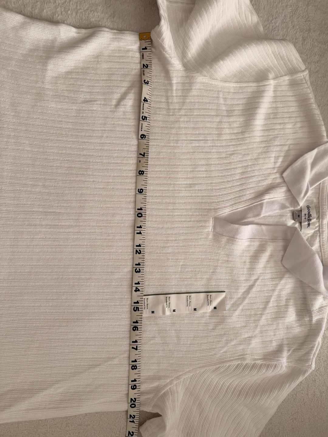 Goodfellow & Co Short Sleeve Polo Size M White Ribbed Shirt 7
