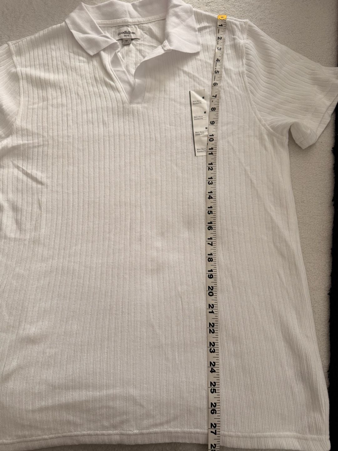 Goodfellow & Co Short Sleeve Polo Size M White Ribbed Shirt 8