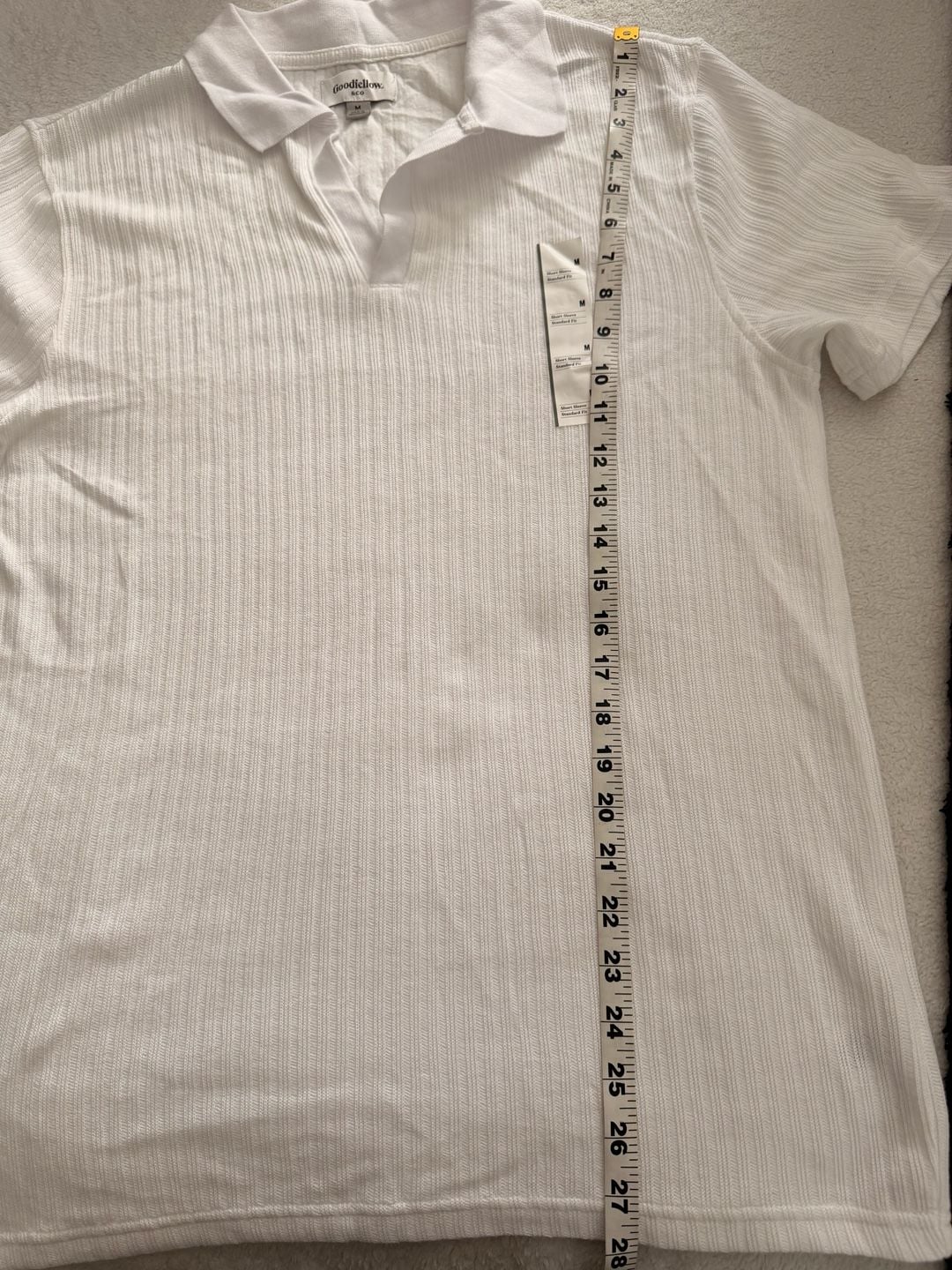 Goodfellow & Co Short Sleeve Polo Size M White Ribbed Shirt 9