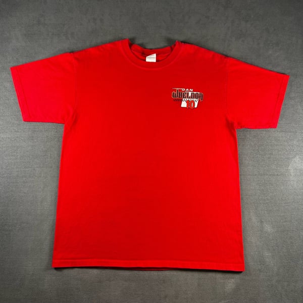 Vintage Anvil x Dan Wheldon NASCAR Red Indycar Racing Graphic T-Shirt Size Large