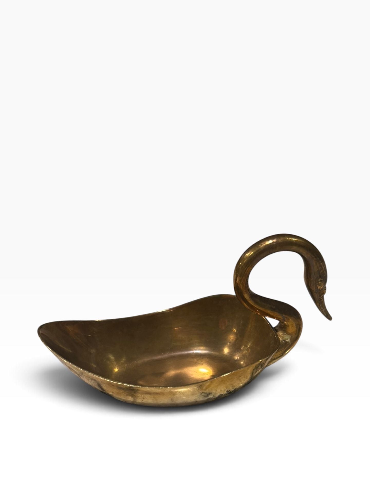 Vintage Brass Swan Trinket Dish Figurine Bowl 2