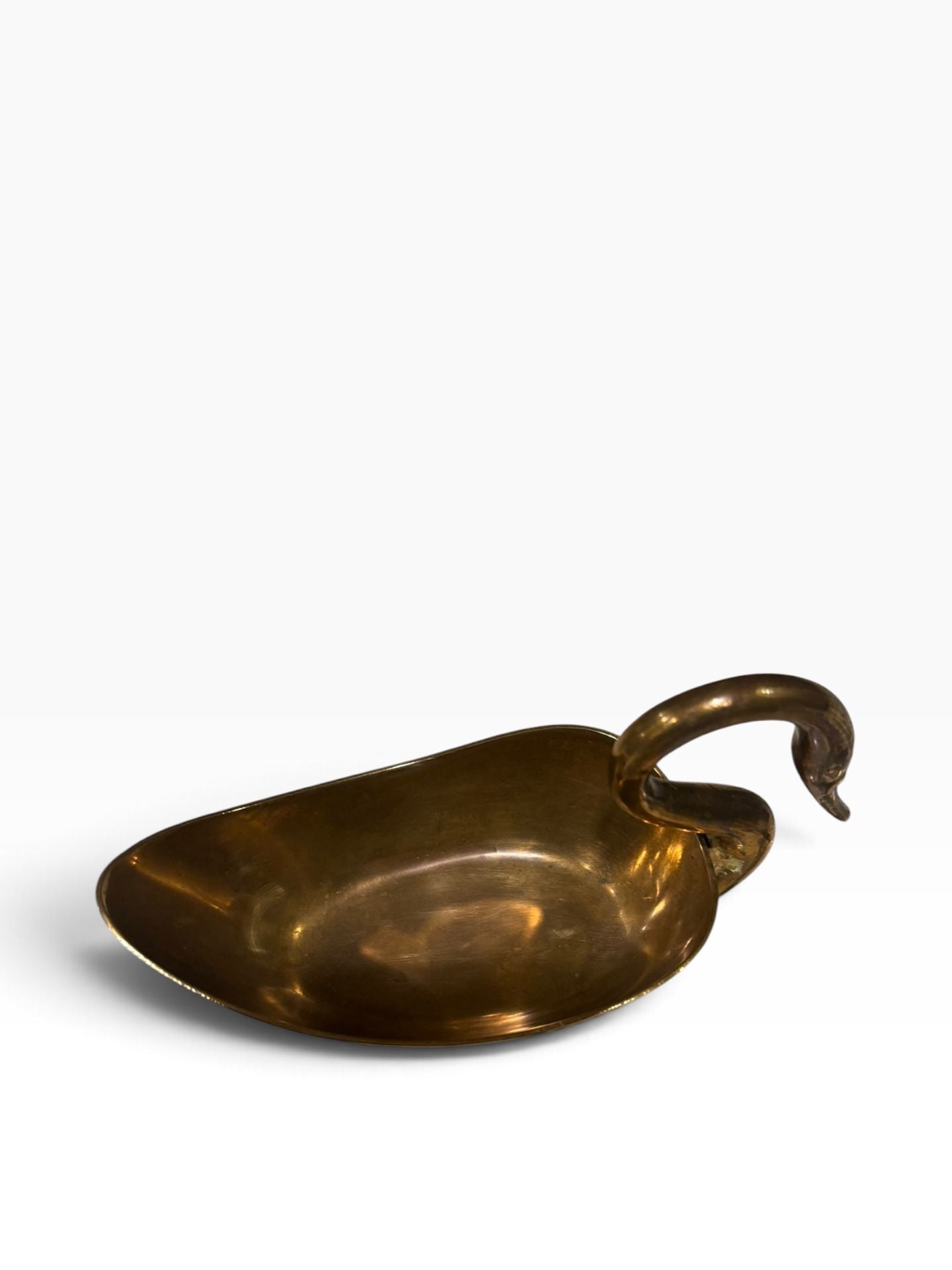 Vintage Brass Swan Trinket Dish Figurine Bowl 3