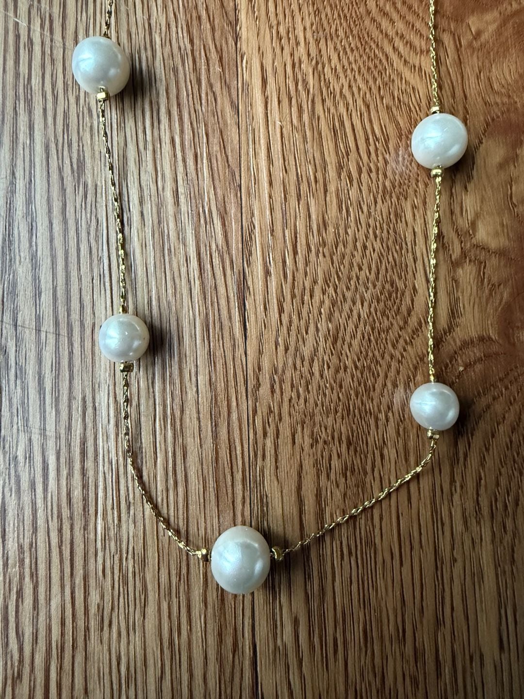 Premier Designs Gold Tone Faux Pearl Station Necklace 3