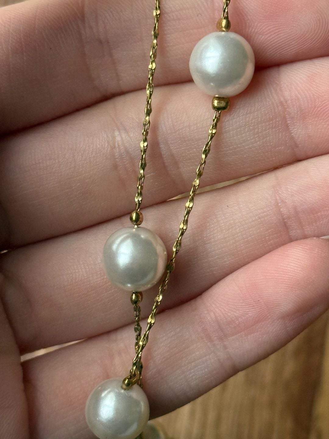 Premier Designs Gold Tone Faux Pearl Station Necklace 6