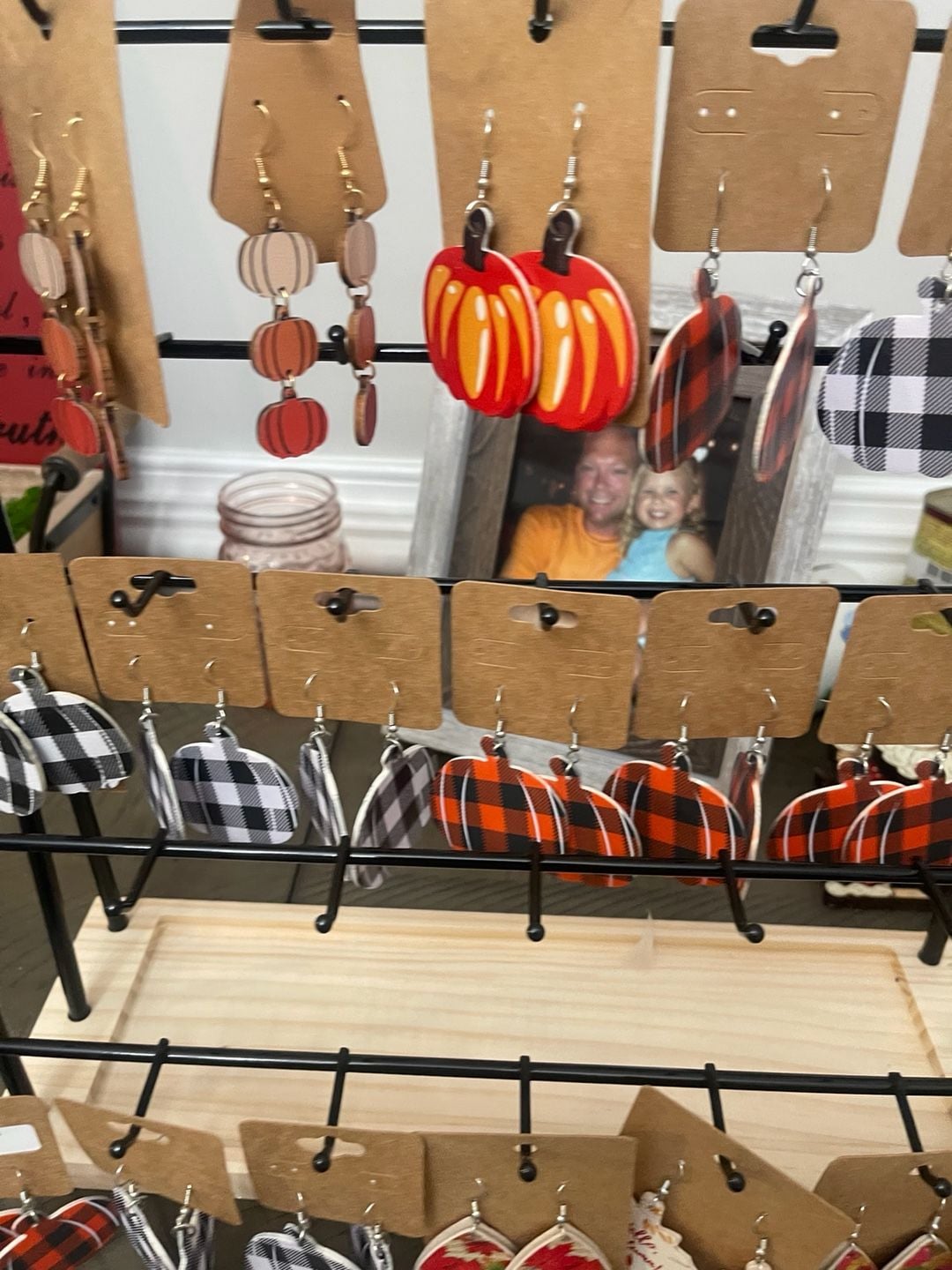 Pumpkin Earrings Fall Thanksgiving Autumn Leaf Plaid Leather Dangle Drop 9