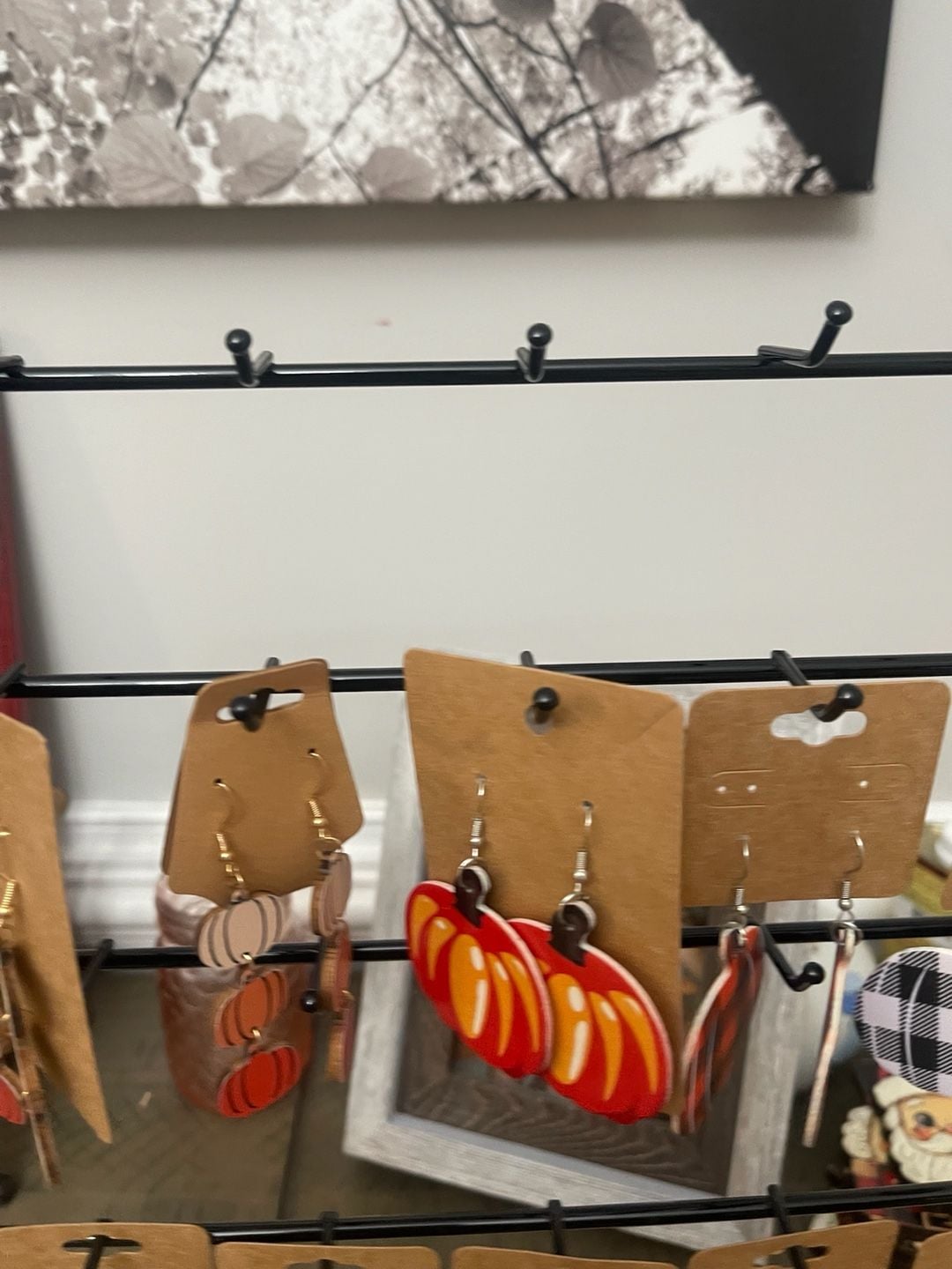 Pumpkin Earrings Fall Thanksgiving Autumn Leaf Plaid Leather Dangle Drop 10