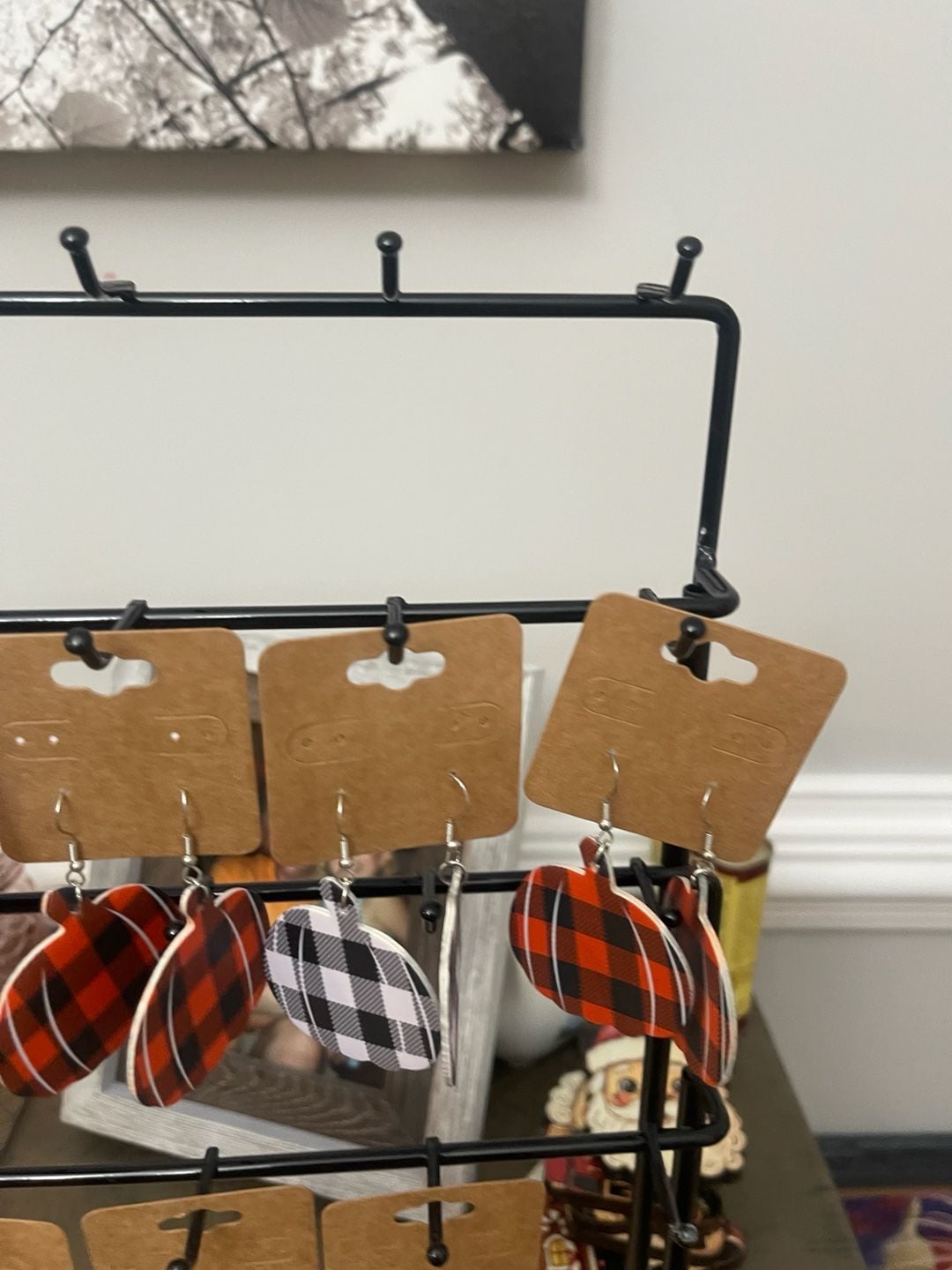 Pumpkin Earrings Fall Thanksgiving Autumn Leaf Plaid Leather Dangle Drop 11