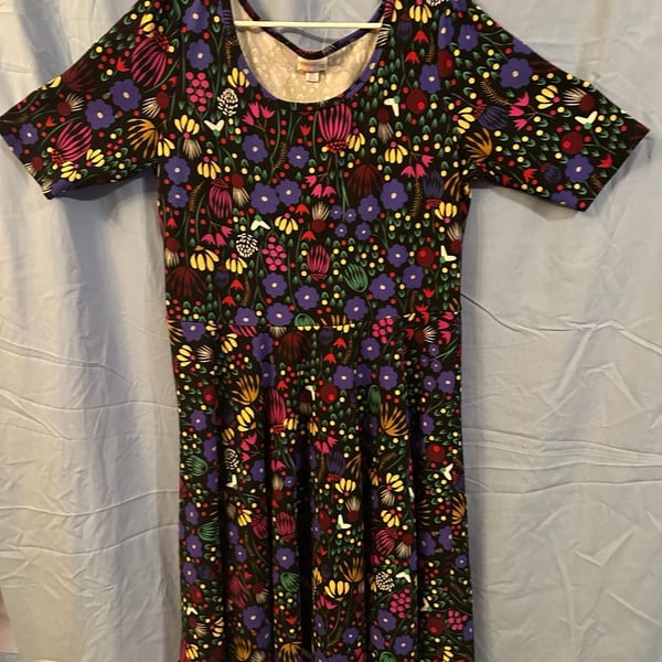 LuLaRoe Nicole Floral Dress Size 3XL Multi Colored Garden Flowers