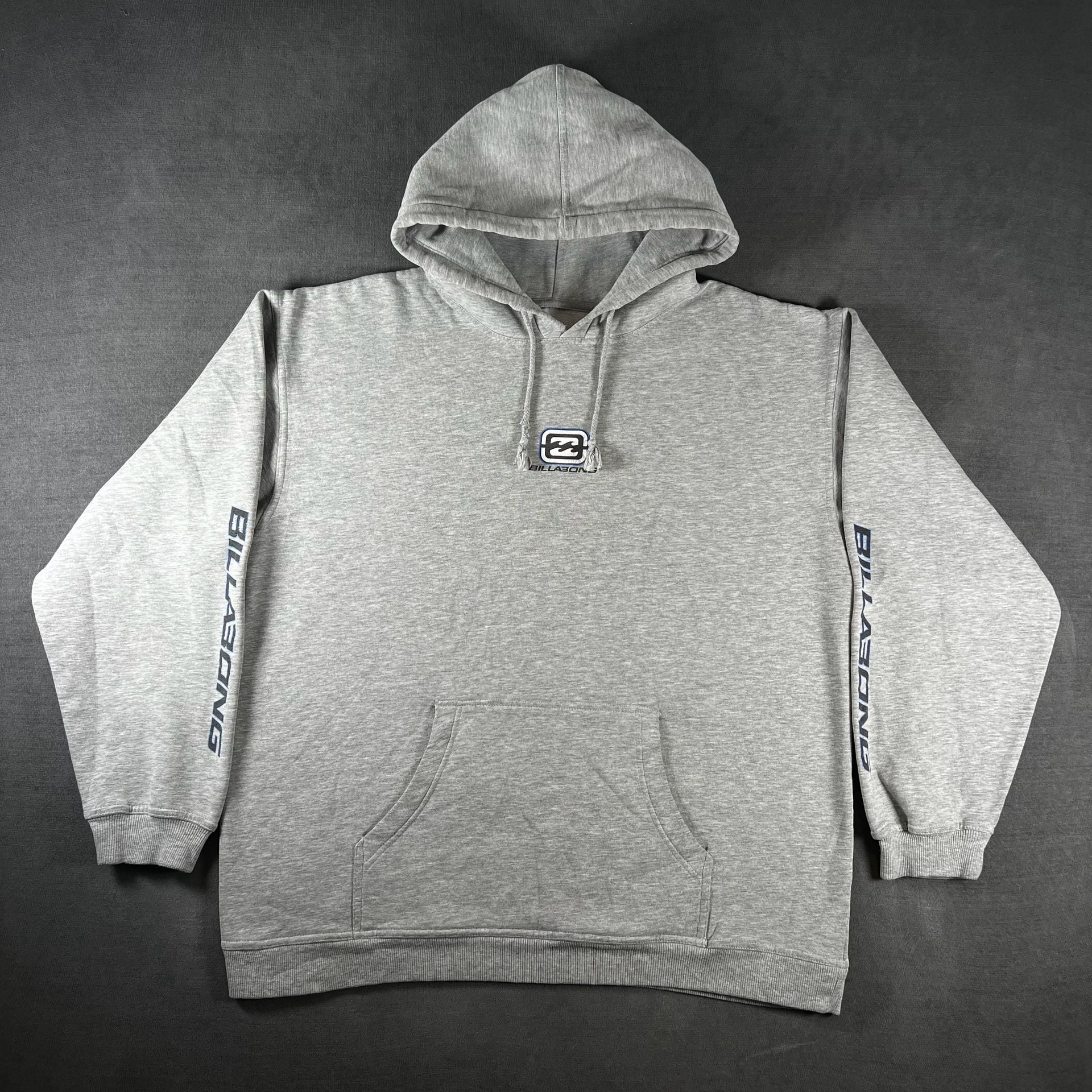 Y2K Billabong Logo Grey Pullover Hoodie Size Large Surf Wear Skate 2000s 2