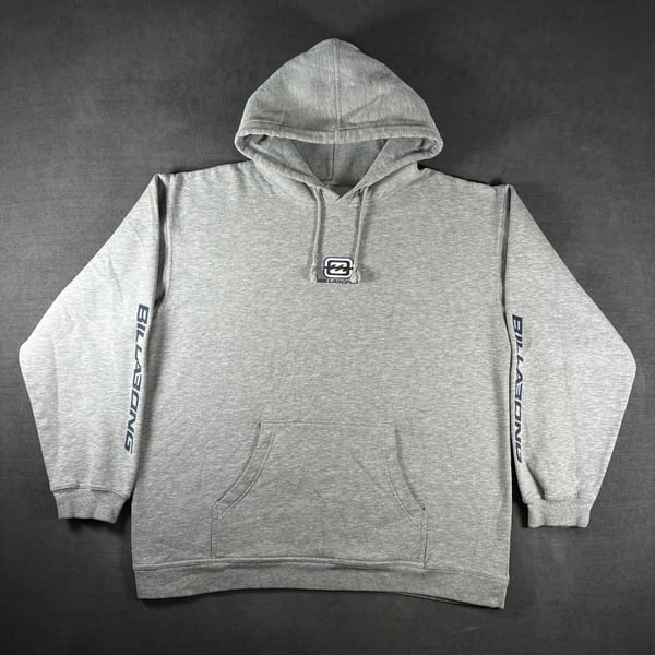 Y2K Billabong Logo Grey Pullover Hoodie Size Large Surf Wear Skate 2000s