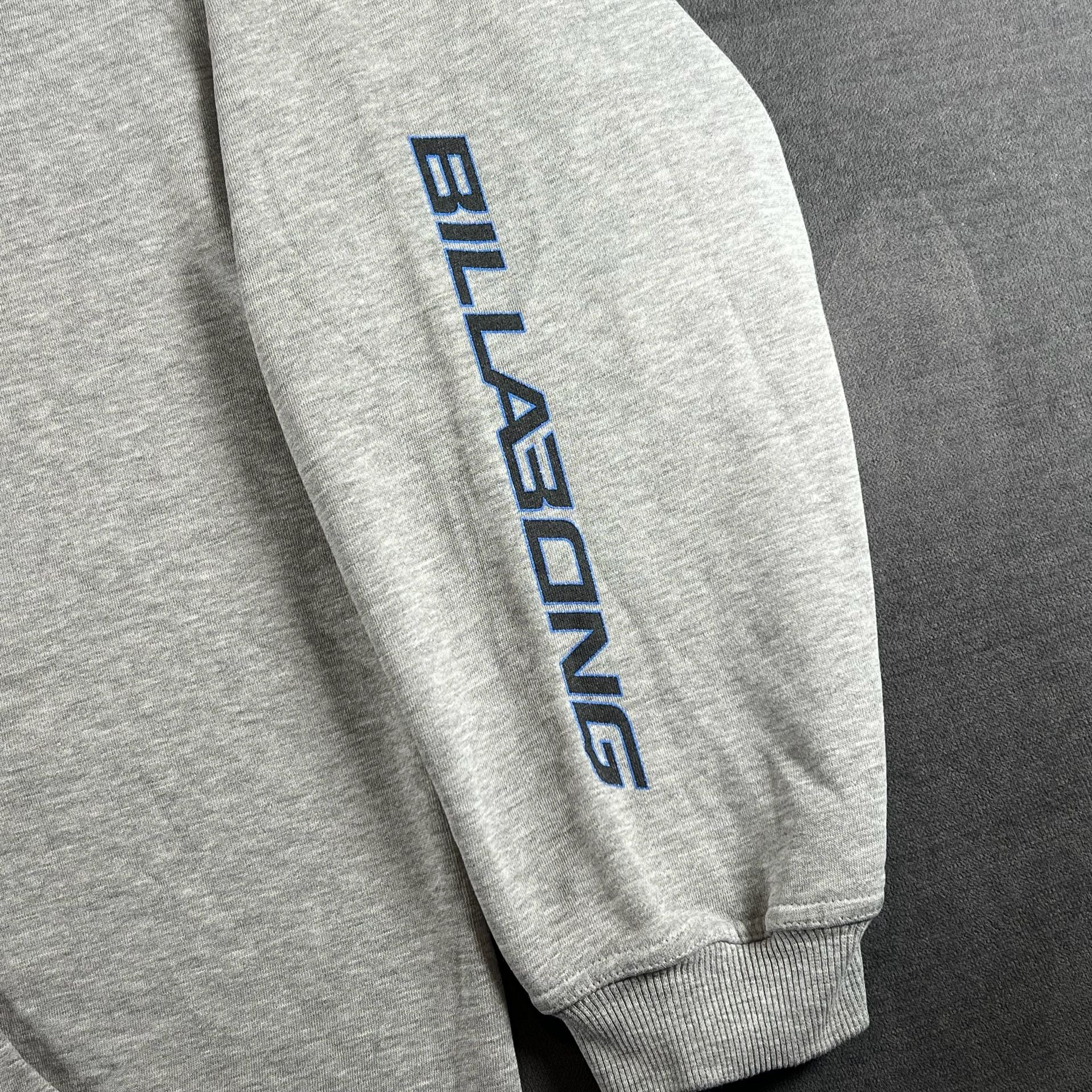 Y2K Billabong Logo Grey Pullover Hoodie Size Large Surf Wear Skate 2000s 4