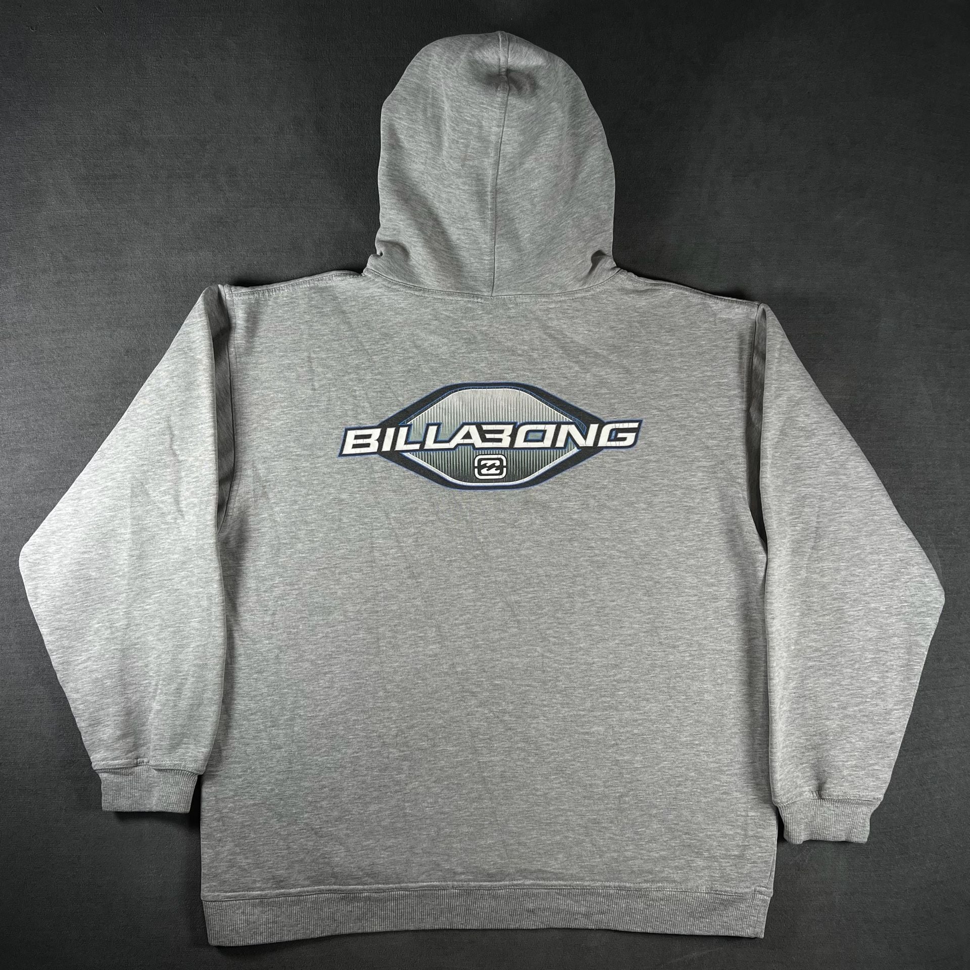 Y2K Billabong Logo Grey Pullover Hoodie Size Large Surf Wear Skate 2000s 9