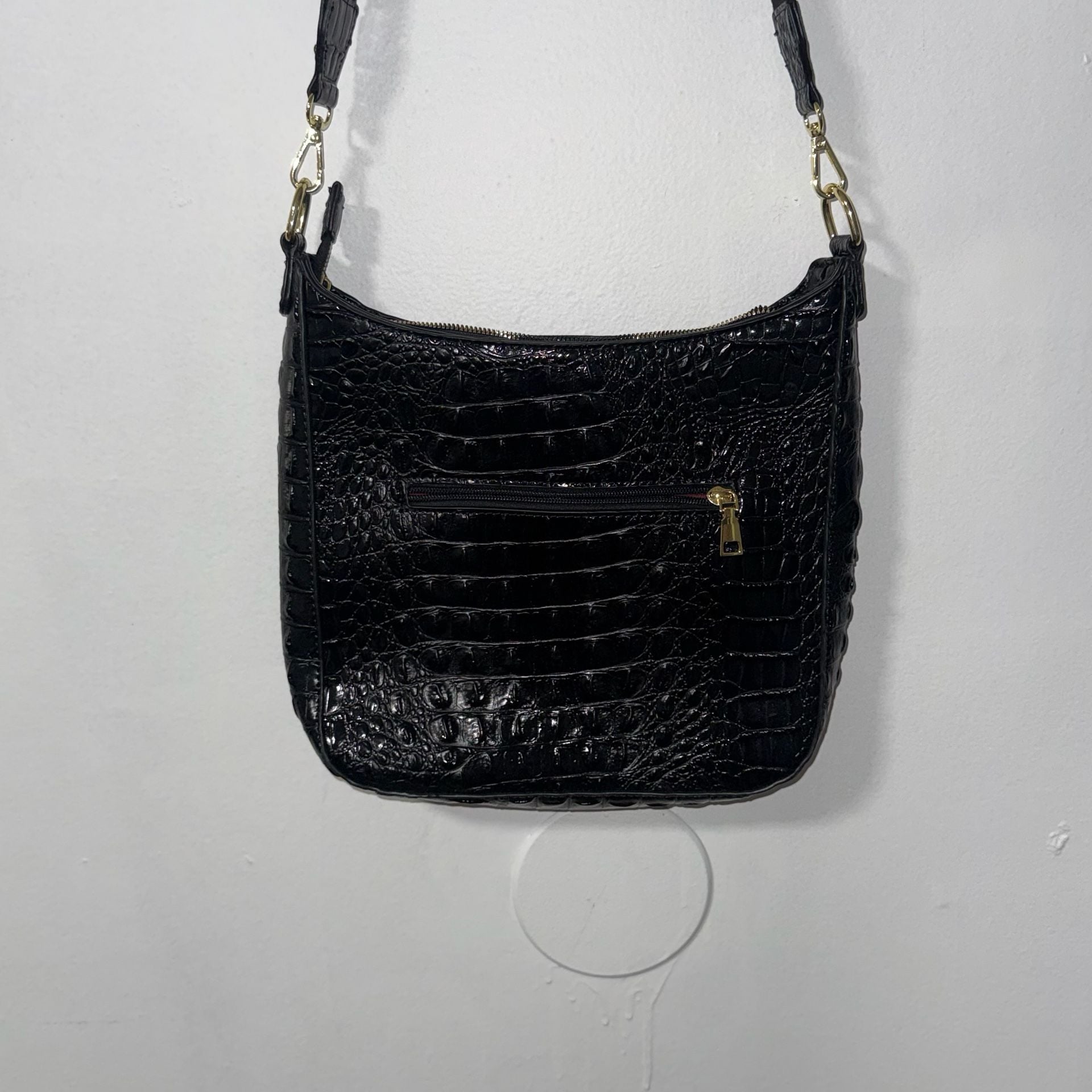 Brahmin Leia Black Croc Embossed Crossbody Bag 4