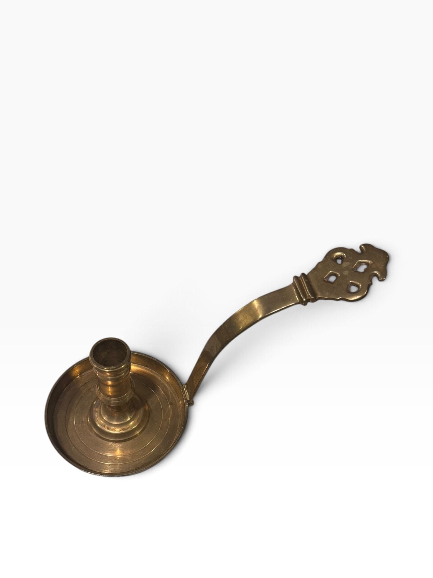 Vintage Solid Brass Candlestick Candle Holder with Filigree Handle 2