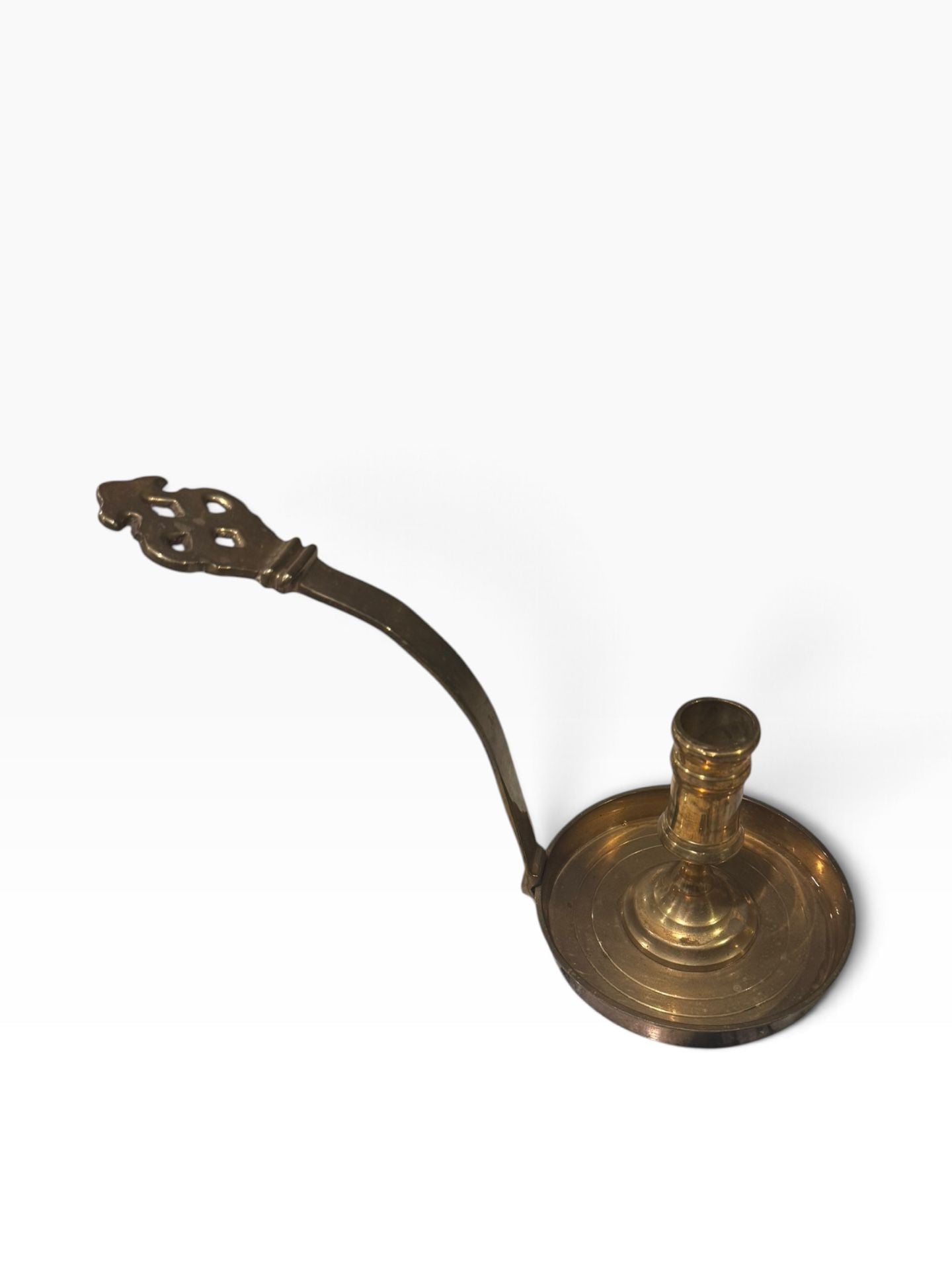 Vintage Solid Brass Candlestick Candle Holder with Filigree Handle 3