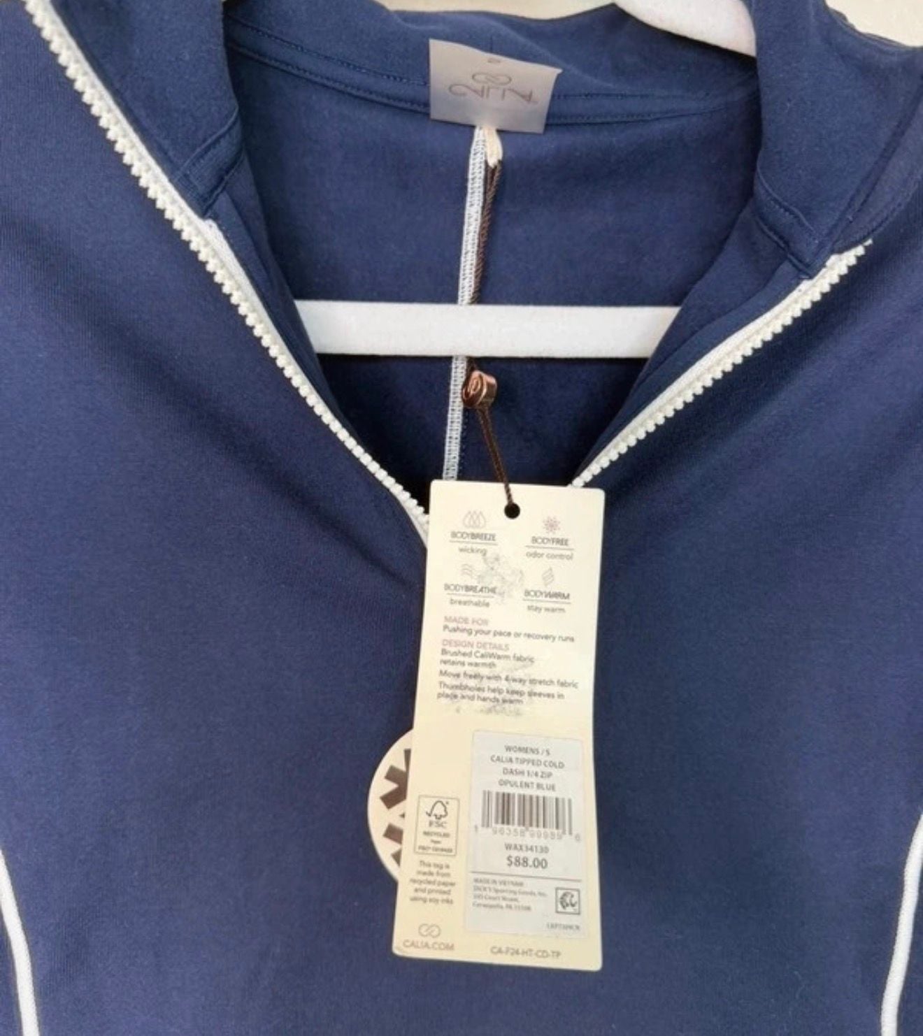 CALIA Tipped Cold 1/4 Zip Jacket Opulent Blue Small 5