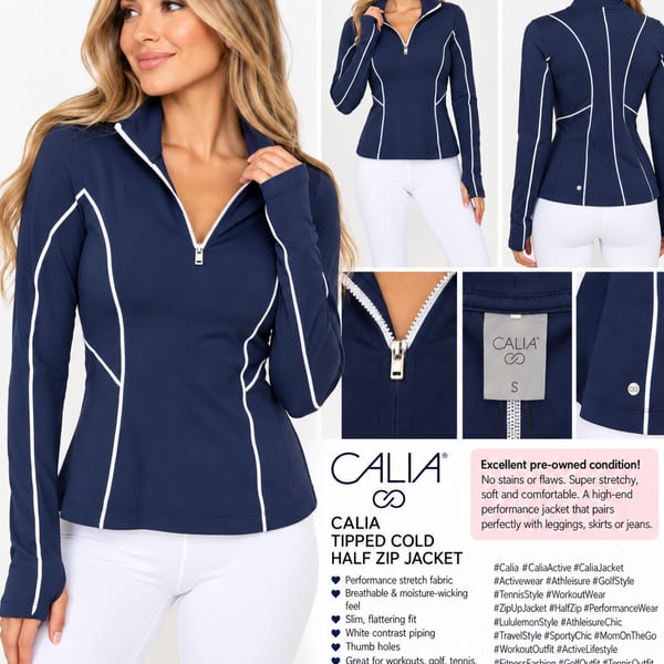 CALIA Tipped Cold 1/4 Zip Jacket Opulent Blue Small