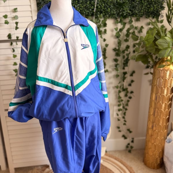 Spiuto Track Jacket Size XXXL Blue White Green Windbreaker