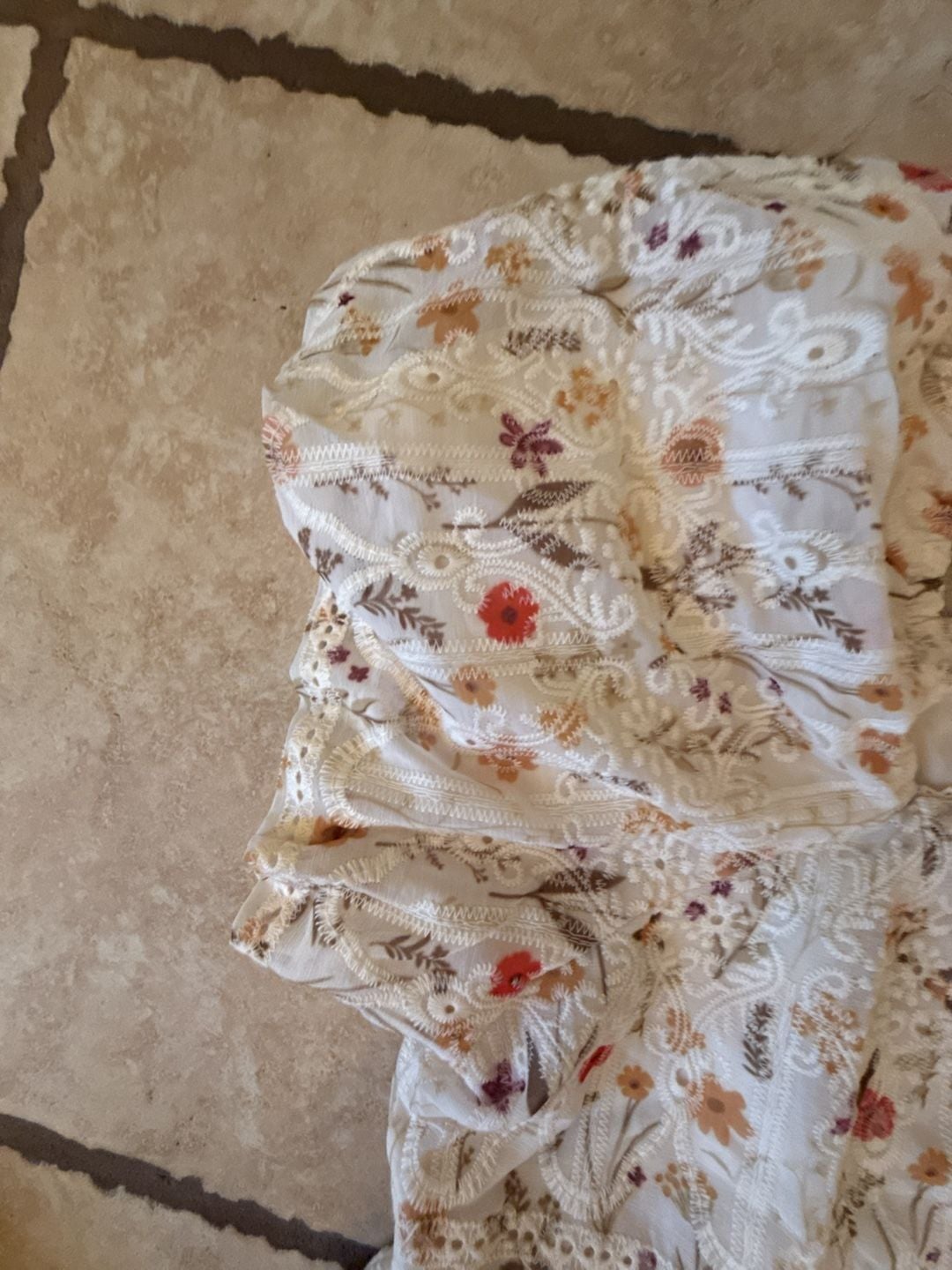 Leia & Co Floral Smocked Mini Dress Ivory XL 5