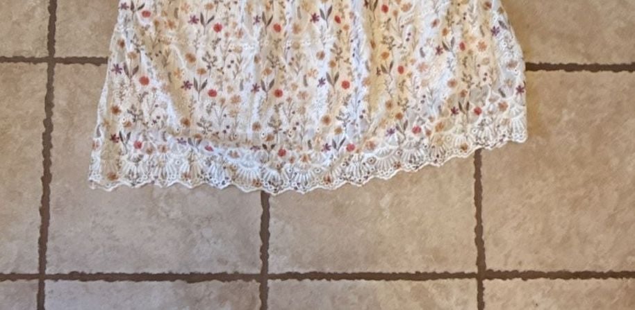 Leia & Co Floral Smocked Mini Dress Ivory XL 6