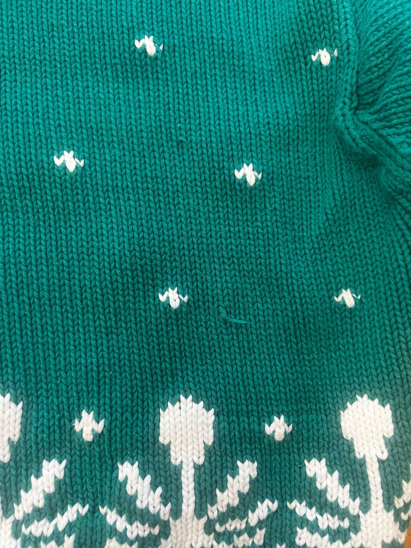 Vintage Nordstrom Point of View Sweater Womens M Teal Green Floral 100% Cotton 10
