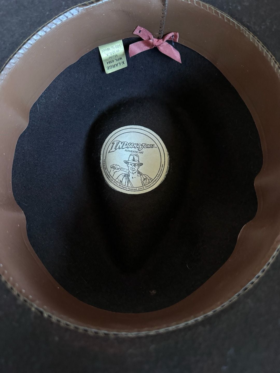 Vintage 1984 Indiana Jones Authentic Hat 100% Wool Fedora Made in USA WPL 4384 6